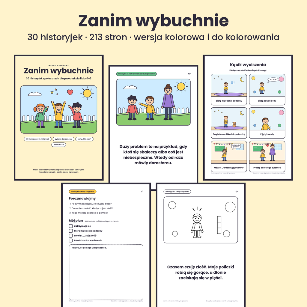 Zanim wybuchnie – 30 historyjek społecznych dla przedszkola i klas 1–3 (PDF)