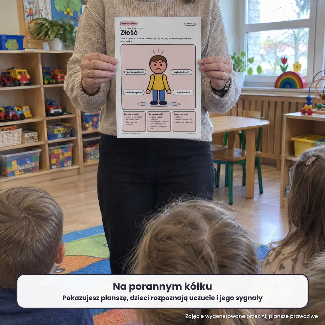 Plansza „Złość” na porannym kółku